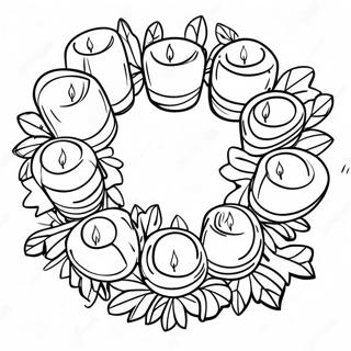 Colorful Advent Wreath with Candles Coloring Page | Advent Wreath 塗色頁