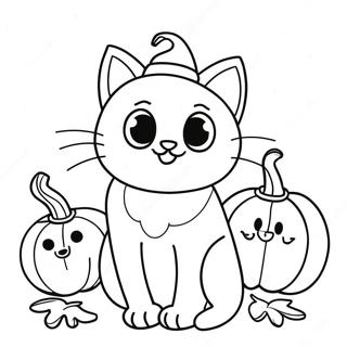 Halloween Black Cat Coloring Page | Halloween Animal 塗色頁