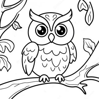 Spooky Owl in a Tree Coloring Page | Halloween Animal 塗色頁