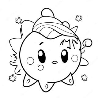 Cute Ice Kirby with Snowflakes Coloring Page | Ice Kirby 塗色頁