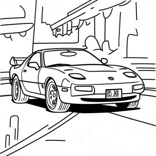 Mazda RX7 in Action Coloring Page | RX7 塗色頁