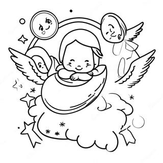 Angels Surrounding Baby Jesus Coloring Page | Jesus Birth 塗色頁