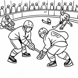 Exciting Hockey Game Scene Coloring Page | Hockey Rink 塗色頁