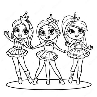 Dazzlings Performing on Stage Coloring Page | The Dazzlings 塗色頁