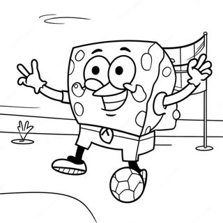 SpongeBob Playing Soccer Coloring Page | SpongeBob Playing Soccer 塗色頁