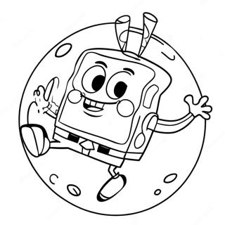 SpongeBob Kicking a Colorful Ball Coloring Page | SpongeBob Playing Soccer 塗色頁