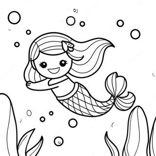 Rainbow Mermaid Underwater Scene Coloring Page | Rainbow Mermaid 塗色頁