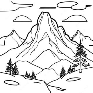 Majestic Mountain Range Coloring Page | Mountain for Adults 塗色頁