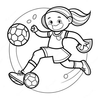 Energetic Girl Kicking a Soccer Ball Coloring Page | Girl Playing Soccer 塗色頁