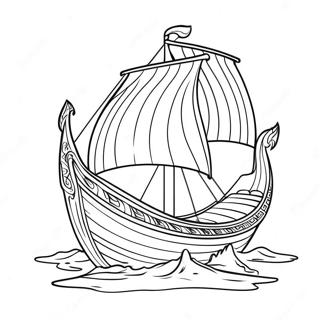 Viking Ship Sailing Coloring Page | Viking 塗色頁