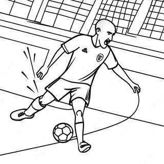 Karim Benzema Scoring a Goal Coloring Page | Benzema 塗色頁