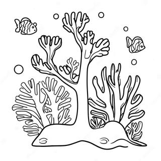 Colorful Coral Reef Coloring Page | Ocean Plants 塗色頁