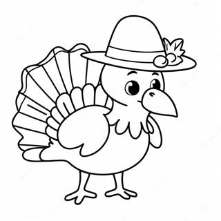 Funny Turkey with a Hat Coloring Page | Build Your Own Turkey 塗色頁