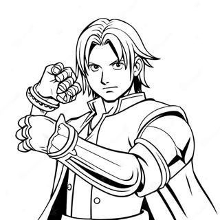 Edward Elric with His Automail Arm Coloring Page | Fullmetal Alchemist 塗色頁