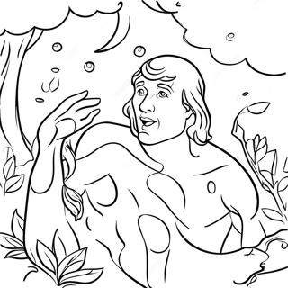 The Fall of Man Biblical Scene Coloring Page | The Fall of Man 塗色頁
