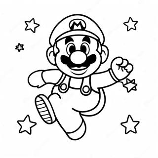 Mario with Colorful Stars Coloring Page | Mario Jumping 塗色頁