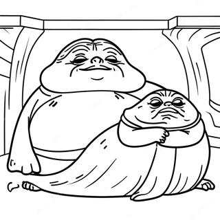 Jabba the Hutt with Princess Leia Coloring Page | Jabba the Hutt 塗色頁