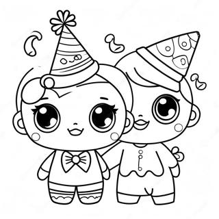 Cute LOL Dolls in Party Hats Coloring Page | Lol Dolls 塗色頁