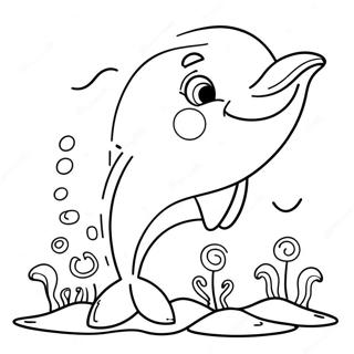 Cute Cartoon Dolphin Coloring Page | Sea Animals 塗色頁