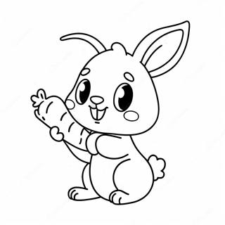 Cute Bunny Holding a Carrot Coloring Page | Bunny with Carrot 塗色頁