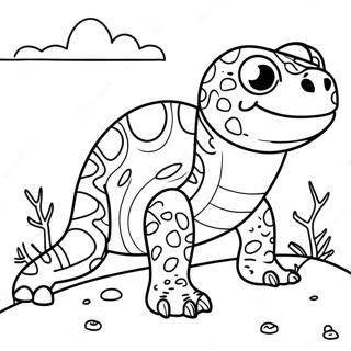 Cute Gila Monster in Desert Coloring Page | Gila Monster 塗色頁
