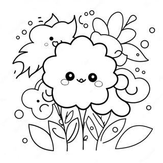 Cute Kawaii Flower Bouquet Coloring Page | Kawaii Flower 塗色頁