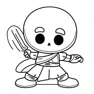 Dust Sans in Battle Pose Coloring Page | Dust Sans 塗色頁