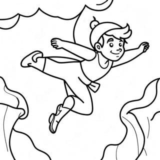 Peter Pan Flying Over Neverland Coloring Page | Peter 塗色頁