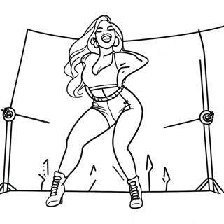 Megan Thee Stallion Performing on Stage Coloring Page | Megan Thee Stallion 塗色頁
