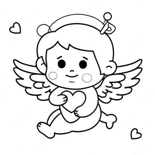 Cute Cherub with Heart Coloring Page | Cherub 塗色頁