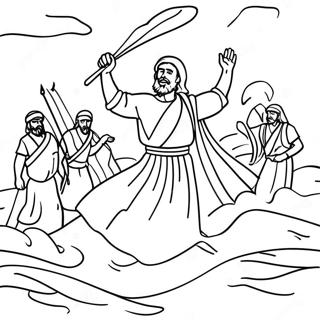 Crossing the Red Sea Miracle Coloring Page | Crossing the Red Sea 塗色頁