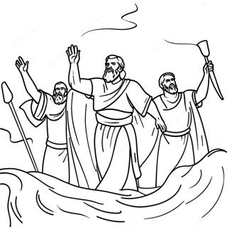 Moses Parting the Red Sea Coloring Page | Crossing the Red Sea 塗色頁