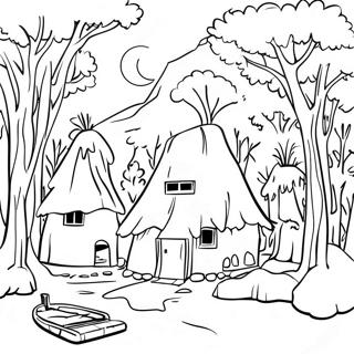 Traditional Wampanoag Village Coloring Page | Wampanoag 塗色頁