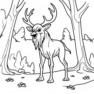 Creepy Wendigo in the Forest Coloring Page | Wendigo 塗色頁