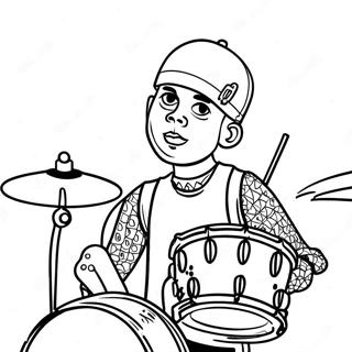 Travis Barker Drumming Coloring Page | Blink 182 塗色頁
