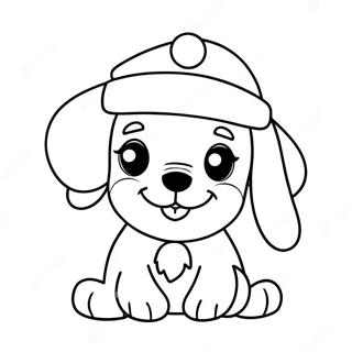 Adorable Christmas Puppy with Santa Hat Coloring Page | Cute Christmas Puppy 塗色頁