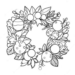 Festive Christmas Wreath Coloring Page | Christmas Wreath 塗色頁