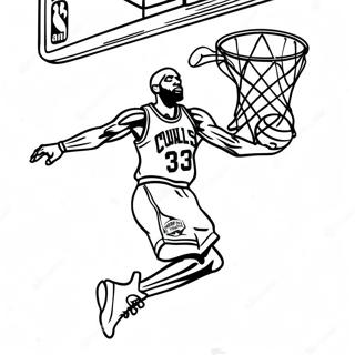 Dynamic NBA Player Dunking Coloring Page