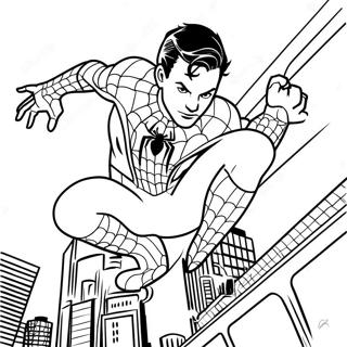 Spiderman Tom Holland Action Pose Coloring Page | Spiderman Tom Holland 塗色頁