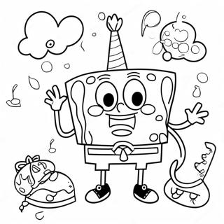 SpongeBob Happy Birthday Coloring Page | SpongeBob Happy Birthday 塗色頁