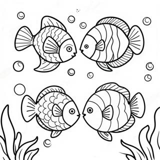 Colorful Tropical Fish Swimming Together Coloring Page | Tropical Fish Fish 塗色頁