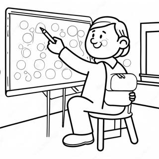 Creative Teacher in Classroom Coloring Page