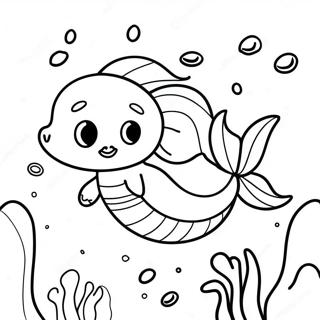 Merpup Swimming in Colorful Ocean Coloring Page | Merpup 塗色頁