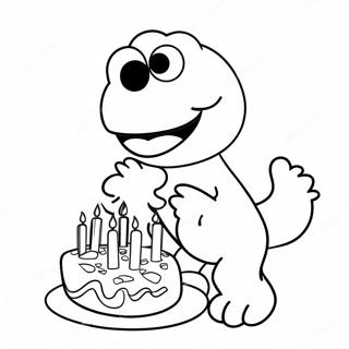 Elmo Celebrating Birthday Coloring Page | Happy 1st Birthday Sesame Street 塗色頁