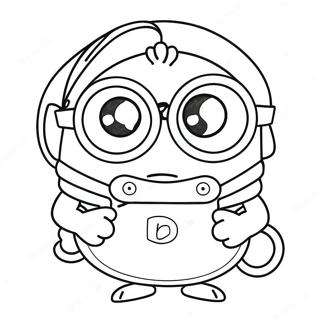 Funny Minion Kevin with Glasses Coloring Page | Minion Kevin 塗色頁