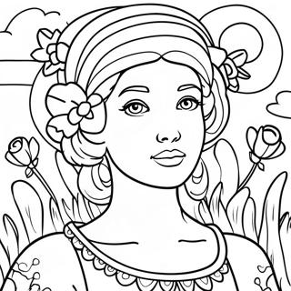 Esperanza with Beautiful Flowers Coloring Page | Esperanza Rising 塗色頁