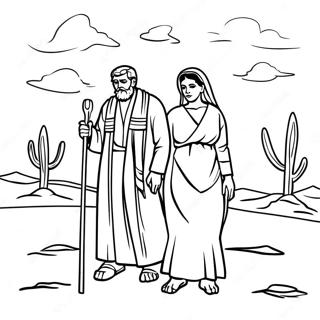 Abraham and Sarah in the Desert Coloring Page | Abraham and Sarah 塗色頁