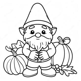 Thanksgiving Gnome Coloring Page | Thanksgiving Gnome 塗色頁