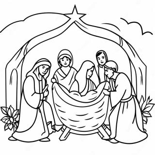 Manger Scene Coloring Page | Manger 塗色頁