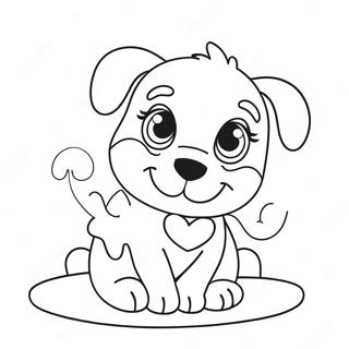Valentine Cute Puppy Coloring Page | Valentine Animal 塗色頁